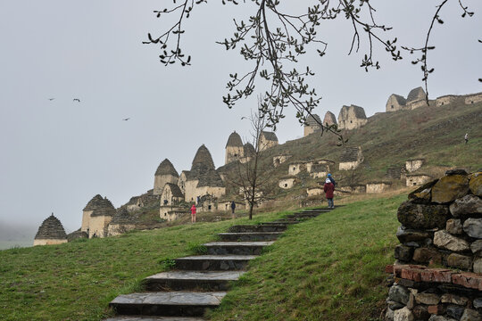 Dargavs, North Ossetia-Alania, Russia. City of the dead, ancient necropolis in the mountains of North Caucasus. 
