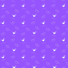 A seamless pattern with martini and lime in purple colour