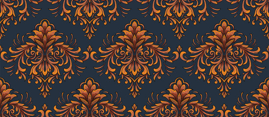 Fototapeta premium Damask seamless pattern element. Vector floral damask ornament vintage illustration.