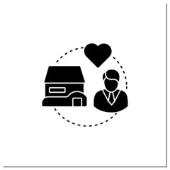 Open-world game glyph icon. Players move freely in virtual world. Change certain things. Online game concept. Filled flat sign. Isolated silhouette vector illustration
