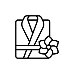 Folded bathrobe thin line icon. Modern vector illustration of SPA treatments.
