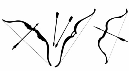 bow and arrow silhouette vector, isolated, on white background