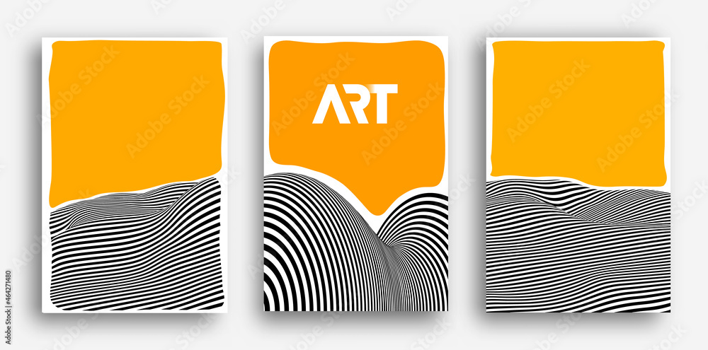Aufkleber vector poster set. psychedelic pattern background optical illusion vector. abstract 3d black and whi
