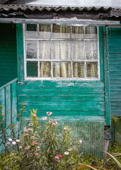 Rustic vintage porch with old window