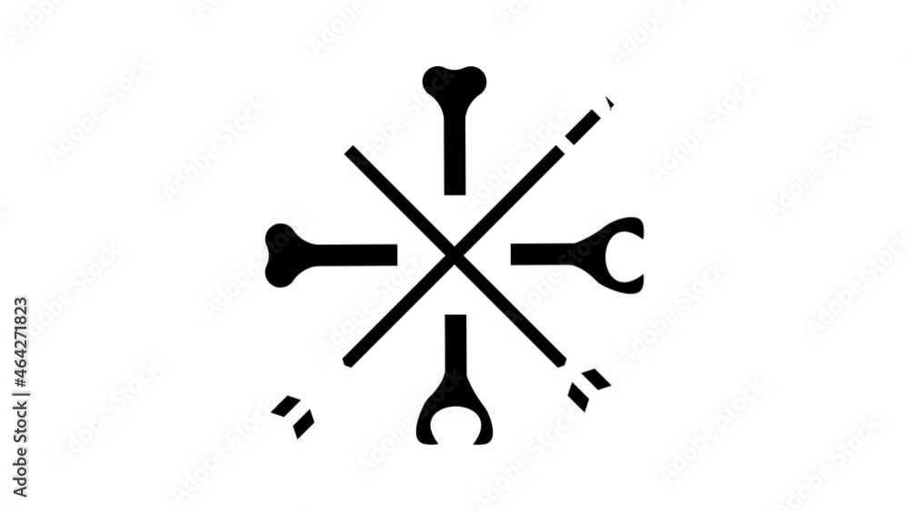 Wall mural bones and arrows boho animated glyph icon. bones and arrows boho sign. isolated on white background