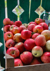 Rustic garden red fresh apples