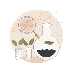 Genetically modified plants abstract concept vector illustration. Genetically modified crops, GM plants, biotechnology agriculture, adding new feature, gmo farming, transgenic abstract metaphor. - obrazy, fototapety, plakaty