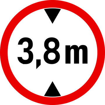 Vehicle height limit 3,8 meters sign. Road Safety signs and symbols.