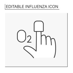 Pulse oximeter line icon. Checking level of oxygen in blood. Saturation. Influenza concept. Isolated vector illustration. Editable stroke