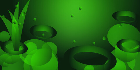 Abstract Green Background with Bubbles