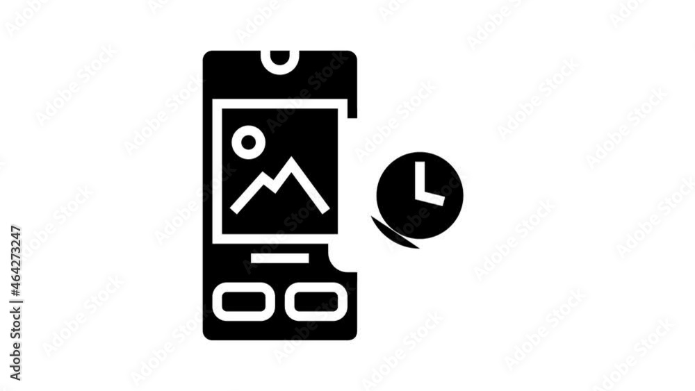 Poster digital image ephemeral animated glyph icon. digital image ephemeral sign. isolated on white backgro