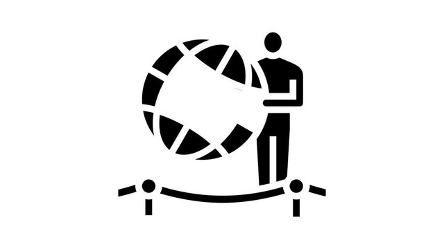 globe planet earth animated glyph icon. globe planet earth sign. isolated on white background
