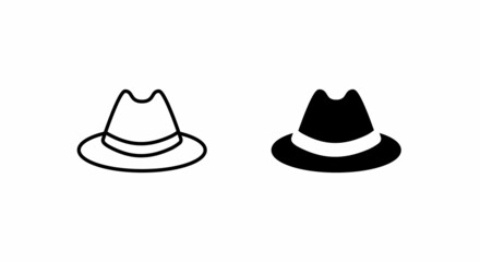 Hat vector icon editable stroke. Simple illustration element, British Gentleman Classic Invisible Top Spy Cowboy hat isolated on a white can be used in logo