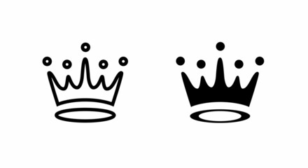 Crown Icon set isolated on white. Crown, queen, king, icons button,vector, sign, symbol, logo, illustration, editable stroke, flat design style linear pictogram