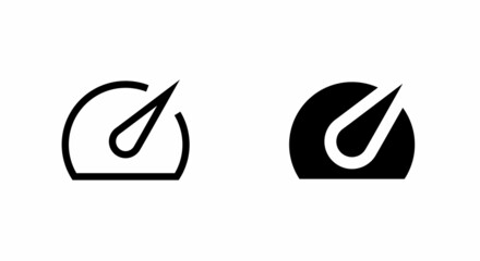 Speedometer Icon editable stroke Isolated on White Background. Tachometer scale and pointer. Productivity increase.