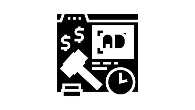 real time bidding animated glyph icon. real time bidding sign. isolated on white background