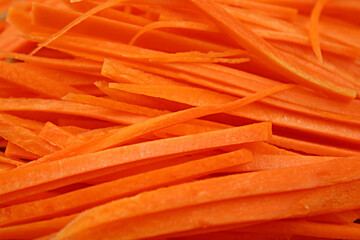 carrots cut into strips close-up
