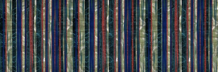 Seamless tribal ethnic stripe grungy border surface pattern design for print. High quality animal fur skin inspired illustration. Faded rug or carpet like cover graphic tile. Thick line textures.