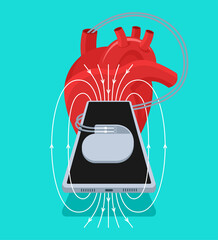 Modern phones can potentially torn off pacemakers - obrazy, fototapety, plakaty