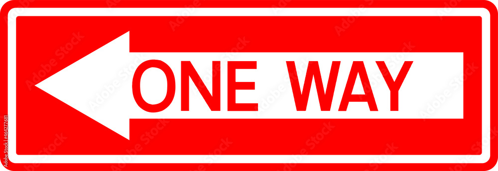 Wall mural one way arrow sign. white on red rectangle background. traffic signs and symbols.