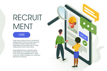 Human resource hiring a blue-collar worker online. Choosing the best candidate for a job in social networks.