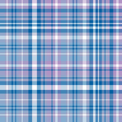 Seamless pattern in stylish blue, light violet and white colors for plaid, fabric, textile, clothes, tablecloth and other things. Vector image.