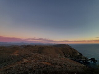 sunset over the sea in the deasert