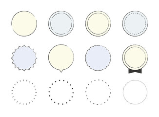 円形、丸型、吹き出し、見出し、ポイント、ラベルのフレームイラストセット