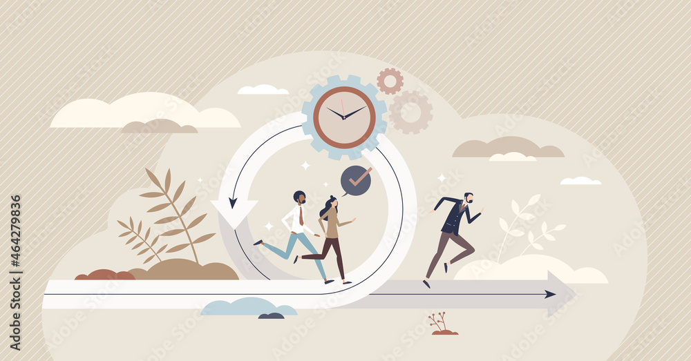 Poster agile with quick decisions and adapt to new situation tiny person concept. business strategy change 
