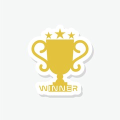 Winner Award cup sticker icon isolated on white background