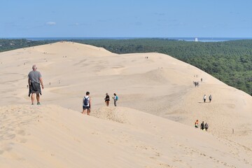 People visiting the famous "dune du pilat" in Gironde - France