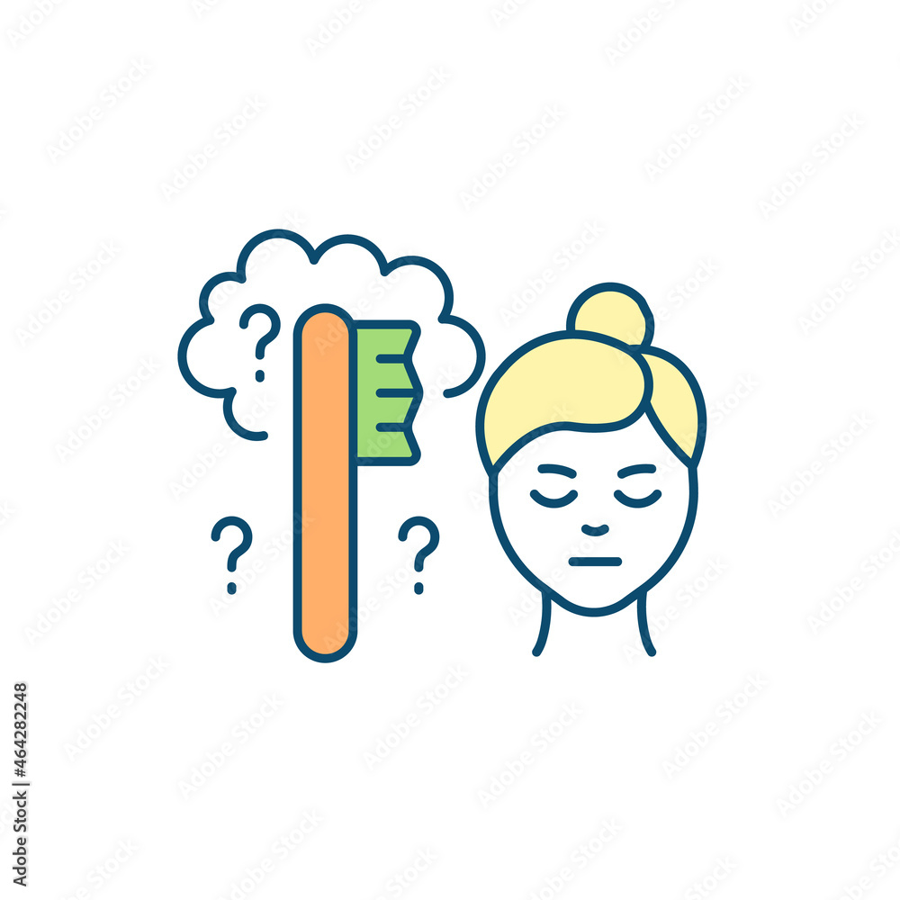 Poster forgetful person rgb color icon. memory problems. cognitive impairment. alzheimer disease symptom. d