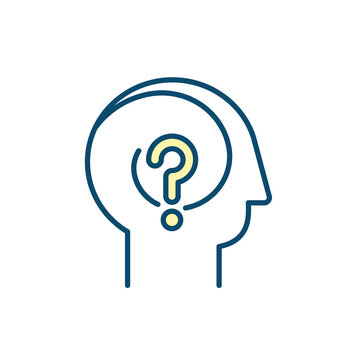 recommend clip art: Absentmindedness RGB color icon. Cognitive problem. Showing forgetful behavior. Neurocognitive impairment. Dementing illnesses. Isolated vector illustration. Simple filled line drawing