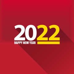 2022 Happy new year creative design background or greeting card with text. vector 2022 new year numbers isolated on red background