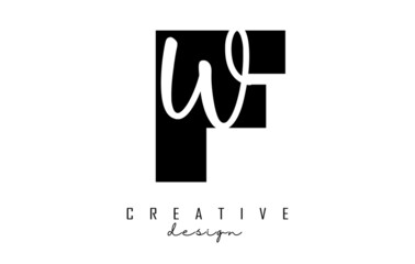 Letters FW Logo with a minimalist design. Letters F and W with geometric and handwritten typography.