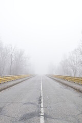 Misty Road Vanishing into Fog