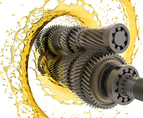 background with gears and cogs with oil