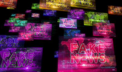 Fake news trolling and broadcast on screen illustration