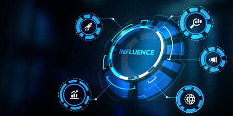 Influencer marketing concept. Business, Technology, Internet and network concept.3d illustration