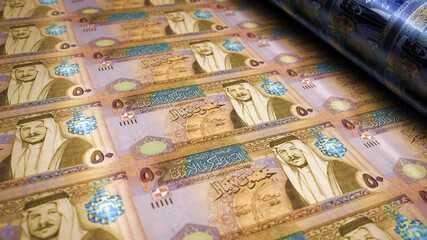 Jordan Dinar money banknotes pack illustration