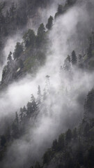 Fog climbing up the mountains