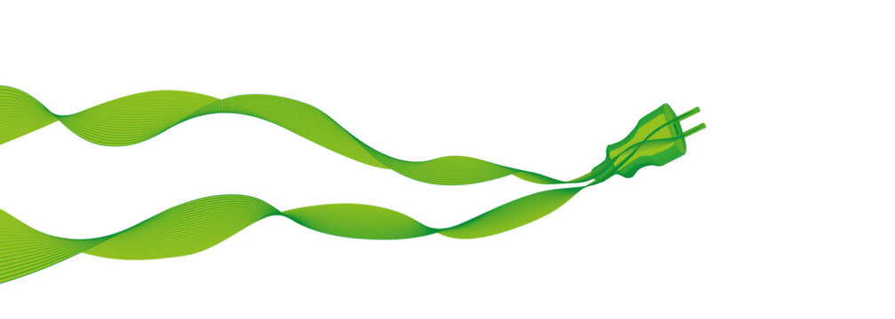 Gr&uuml;ner Energiefluss symbolisiert auf wei&szlig;em Hintergrund.
