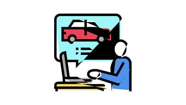 driving test preparation animated color icon. driving test preparation sign. isolated on white background