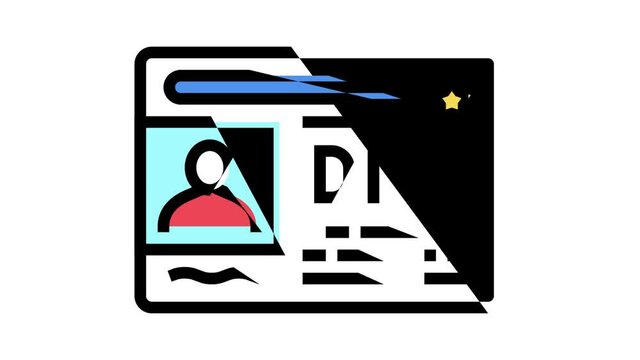 dmv driver license requirements animated color icon. dmv driver license requirements sign. isolated on white background