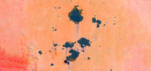 The texture of the orange background of the metal surface is rusty metal. Banner