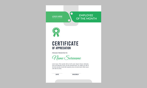 Certificate Layout with Stylish and Green Elements