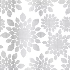 Foto op Plexiglas Silver Floral Pattern Design on White Background © csiling