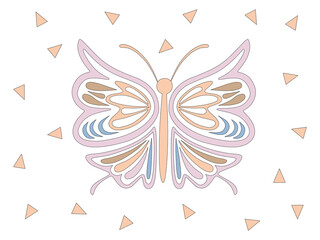 Collection of butterflies in pastel tones designed in doodle style for posters, cards, printed fabrics, t-shirts, fashions, mugs, backgrounds, templates, pillow patterns, bag patterns, and more 