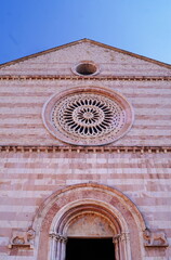 Facade of the basilica of Santa Chiara in Assisi, Italy