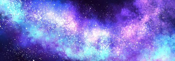 Fototapeta premium Space background with realistic nebula and lots of shining stars. Infinite universe and starry night. Colorful cosmos with stardust and the Milky Way. 